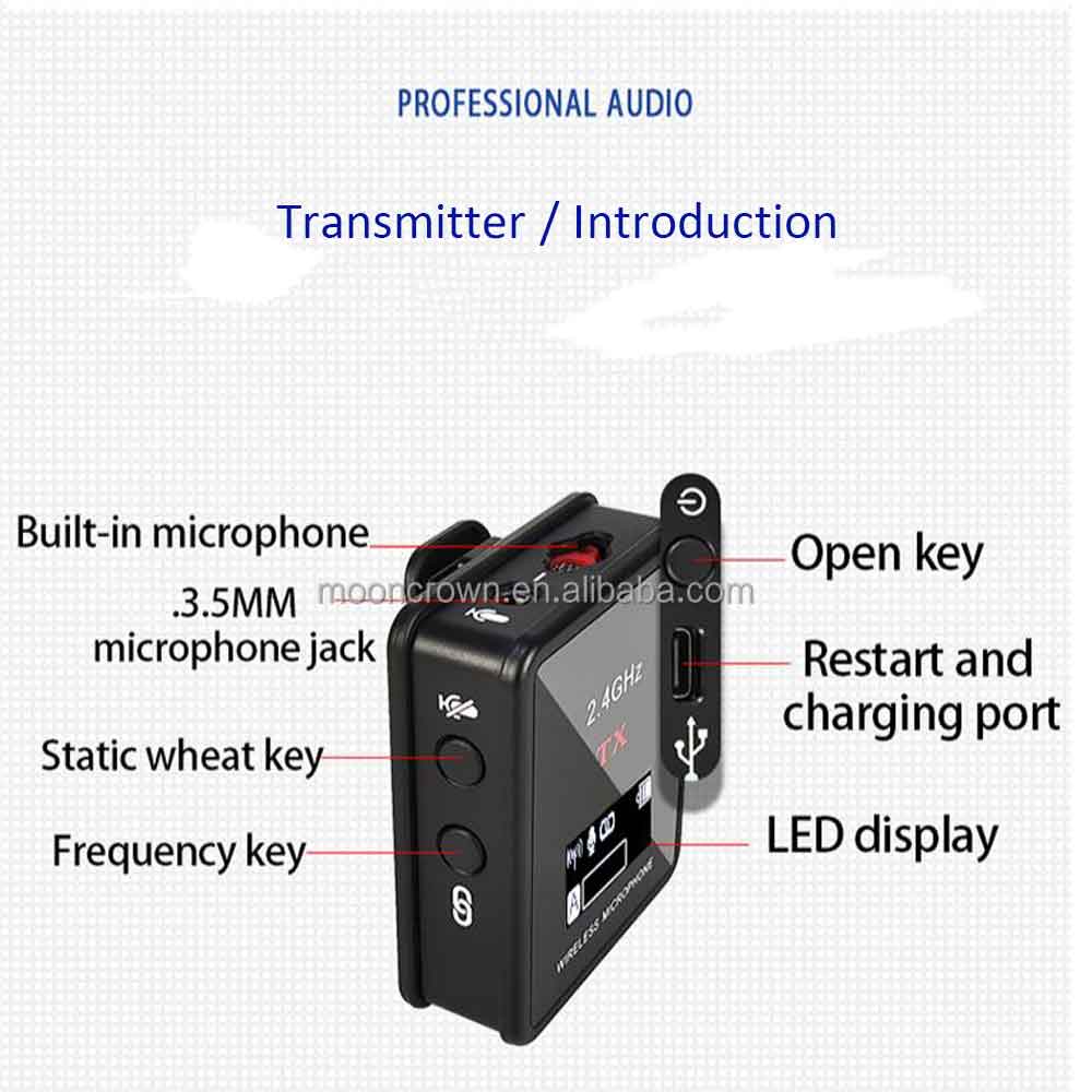 دکمه-ها و پورت های فرستنده میکروفون بی سیم مدل WXM22