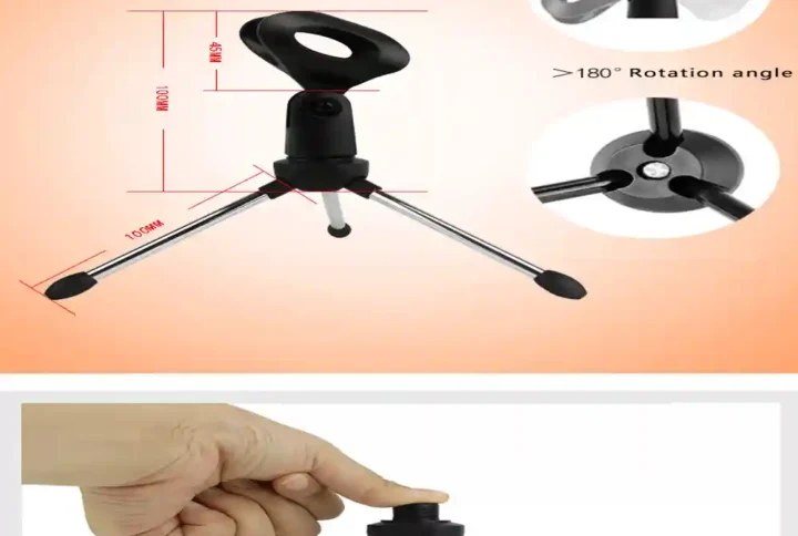 ابعاد و اندازه های سه پایه رومیزی میکروفون مدل PC01